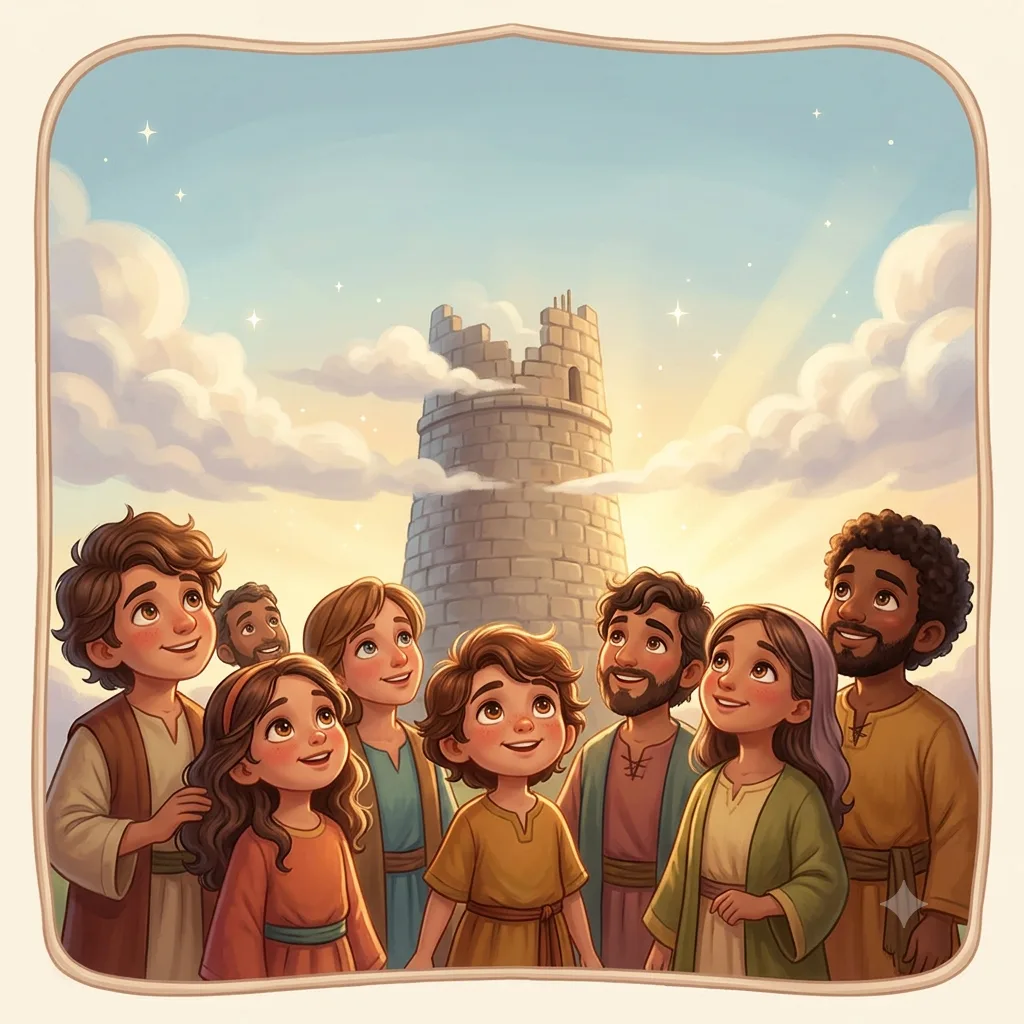 Capa da história bíblica em quadrinhos: A Torre de Babel